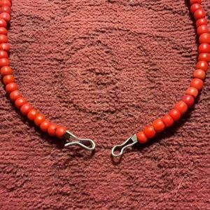 African Coral with sterling silver clasp 22” necklace.vintage 1990